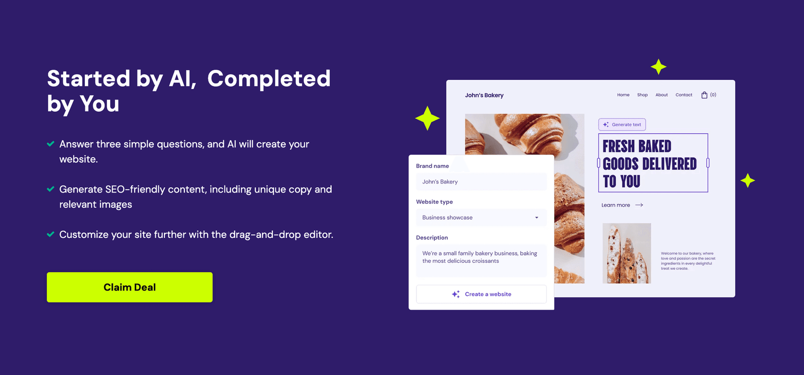 Hostinger create site with AI banner