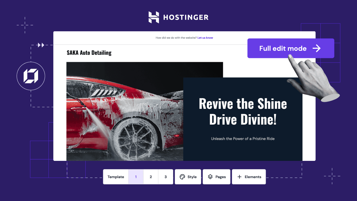 Hostinger car wash template editor
